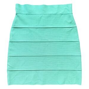 BCBG Max Azria Turquoise Blue Green Bandage Knit Mini Skirt M